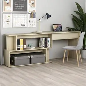vidaXL Corner Desk Computer Desk Home Office Desk Sonoma Oak Engineered Wood