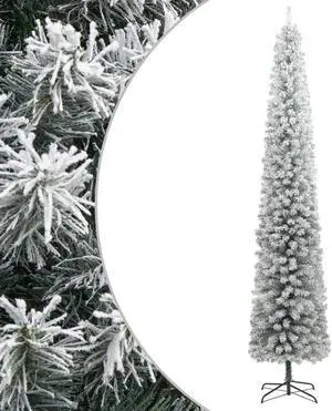 vidaXL Christmas Tree Artificial Slim Xmas Tree with Stand and Flocked Snow PVC