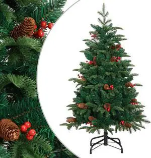 vidaXL Christmas Tree with Cones and Berries Artificial Hinged Christmas Tree