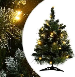 vidaXL Artificial Pre-lit Christmas Tree with Stands Decoration Green PVC