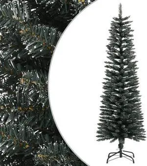 vidaXL Christmas Tree Decoration Artificial Slim Tree with Stand Green PVC