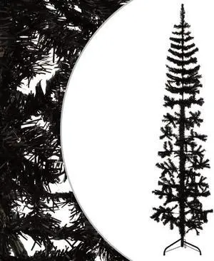 vidaXL Christmas Tree Decor Slim Artificial Half Xmas Tree with Stand Black