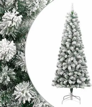 vidaXL Christmas Tree with Flocked Snow Outdoor Artificial Hinged Christmas Tree