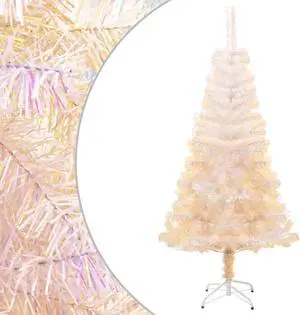 vidaXL Christmas Tree Artificial Tree with Stand and Iridescent Tips White PVC