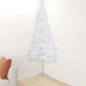 vidaXL Christmas Tree Decoration Corner Artificial Tree with Stand White PVC