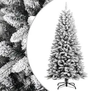vidaXL Christmas Tree Decor Artificial Xmas Tree with Flocked Snow PVC and PE