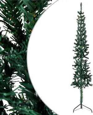 vidaXL Christmas Tree Decor Slim Artificial Half Xmas Tree with Stand Green