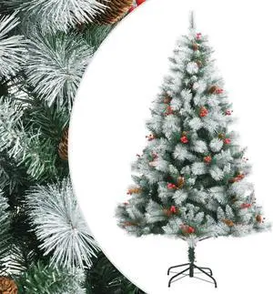 vidaXL Christmas Tree Artificial Hinged Christmas Tree with Cones and Berries