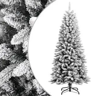 vidaXL Christmas Tree Decor Artificial Xmas Tree with Flocked Snow PVC and PE