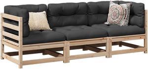 vidaXL Patio Sofa Set Furniture Outdoor Garden Backyard 3 Piece Solid Wood Pine