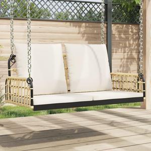 vidaXL Swing Bench with Cushions Hammock Chair Outdoor Poly Rattan and Steel