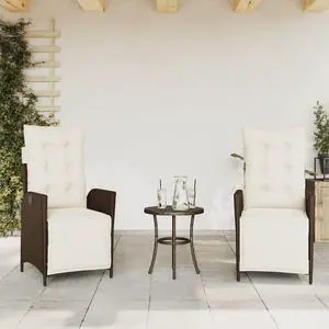 vidaXL Reclining Patio Chair with Cushions Outdoor Furniture Gray Poly Rattan