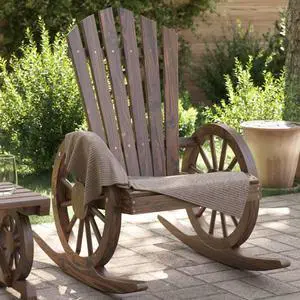 vidaXL Rocking Adirondack Chair Chaise Lounge Outdoor Seating Solid Wood Fir