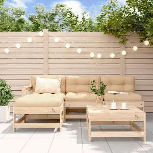 vidaXL Patio Lounge Set Outdoor Garden Furniture Set 5 Piece Solid Wood Pine