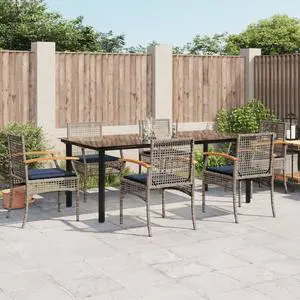 vidaXL Patio Bench with Cushions Outdoor Loveseat Furniture Black Poly Rattan