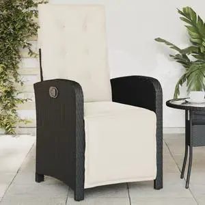 vidaXL Patio Chairs with Cushions Outdoor 2 Pcs Gray Poly Rattan Acacia Wood
