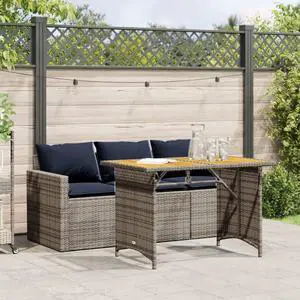 vidaXL Patio Dining Set with Cushions Garden Furniture 2 Piece Gray Poly Rattan