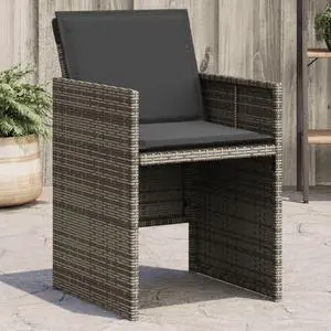 vidaXL Patio Chairs with Cushions Outdoor Furniture 4 Pcs Gray Poly Rattan