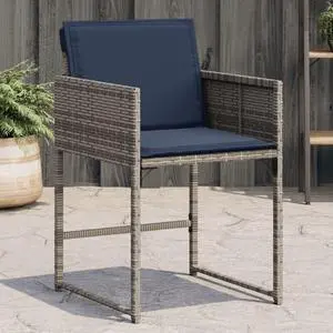 vidaXL Patio Chairs with Cushions Armchair Outdoor Seat 4 Pcs Gray Poly Rattan