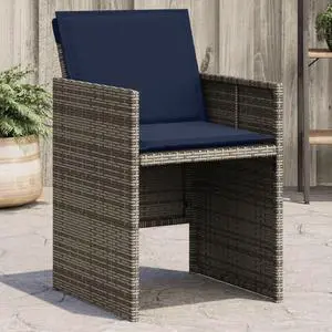vidaXL Patio Chairs with Cushions Armchair Outdoor Seat 4 Pcs Gray Poly Rattan