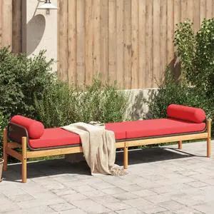vidaXL Patio Bench with Cushion Outdoor Loveseat Brown Poly Rattan Acacia