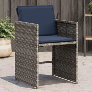 vidaXL Patio Chairs with Cushions 4 pcs Gray Poly Rattan garden chair