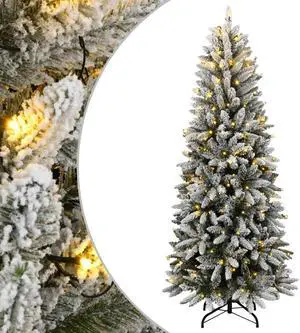 vidaXL Artificial Christmas Tree Green and White PVC Medium