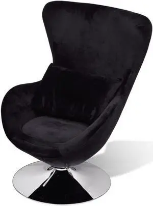 vidaXL Armchair Upholstered Swivel Accent Club Chair with Egg Shape Black