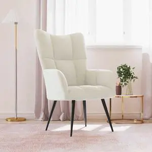 vidaXL Relaxing Chair Accent Seating Living Room Furniture Cream White Velvet
