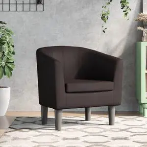 vidaXL Tub Chair Accent Barrel Armchair for Living Room Brown Faux Leather