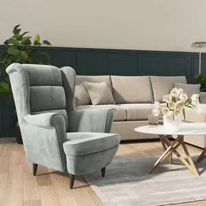 vidaXL Armchair Accent Relaxing Wingback Sofa Chair Furniture Light Gray Velvet