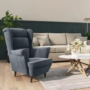 vidaXL Armchair Accent Relaxing Wingback Sofa Chair Furniture Dark Gray Velvet