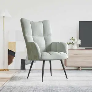 vidaXL Relaxing Chair Accent Seating Living Room Furniture Light Gray Velvet