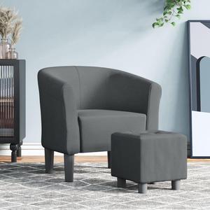 vidaXL Tub Chair with Footstool Armchair for Living Room Dark Gray Fabric