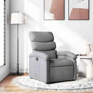 vidaXL Recliner Chair Adjustable Reclining Chair for Elderly Light Gray Fabric