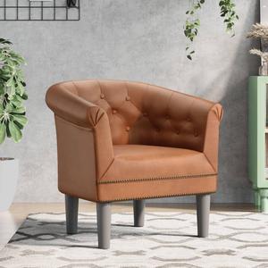 vidaXL Tub Chair Accent Barrel Armchair for Living Room Brown Faux Leather