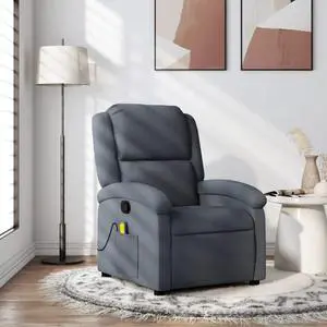 vidaXL Massage Recliner Chair Adjustable Reclining Armchair Dark Gray Velvet