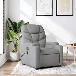 vidaXL Massage Recliner Chair Adjustable Reclining Armchair Light Gray Fabric vidaXL Massage Recliner Chair Adjustable Reclining Armchair Light Gray Fabric