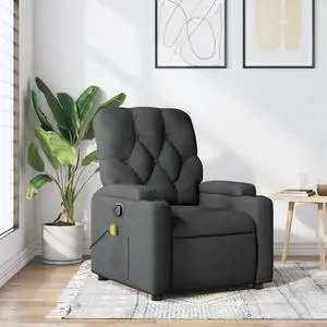 vidaXL Massage Recliner Chair Adjustable Reclining Armchair Dark Gray Fabric