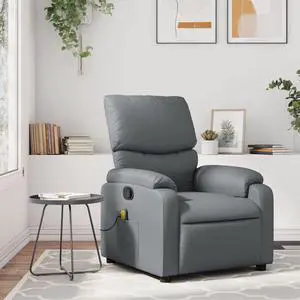 vidaXL Massage Recliner Chair Adjustable Reclining Armchair Gray Faux Leather