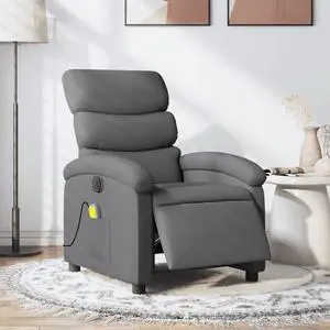 vidaXL Electric Massage Recliner Chair Wingback Armchair Dark Gray Fabric