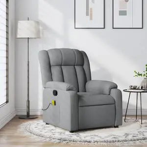 vidaXL Massage Recliner Chair Adjustable Reclining Armchair Light Gray Fabric vidaXL Massage Recliner Chair Adjustable Reclining Armchair Light Gray Fabric