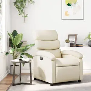 vidaXL Recliner Chair Adjustable Reclining Chair for Elderly Cream Faux Leather