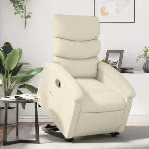 vidaXL Stand up Recliner Chair Power Lift Reclining Armchair Cream Faux Leather