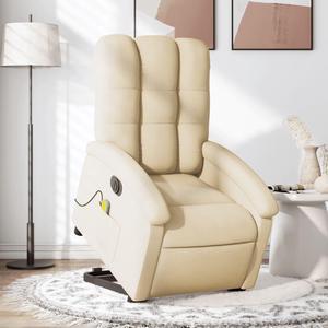 vidaXL Electric Stand up Massage Recliner Chair Power Lift Armchair Cream Fabric