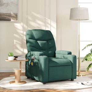 vidaXL Massage Recliner Chair Reclining Armchair for Elderly Dark Green Fabric