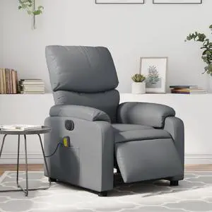 vidaXL Electric Massage Recliner Chair Adjustable Armchair Gray Faux Leather