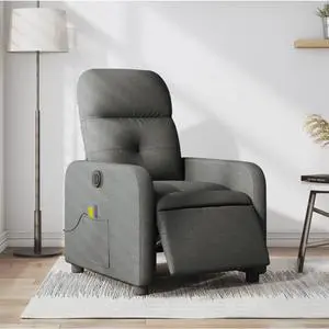 vidaXL Electric Massage Recliner Chair Reclining Armchair Dark Gray Fabric
