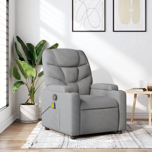 vidaXL Massage Recliner Chair Adjustable Reclining Armchair Light Gray Fabric