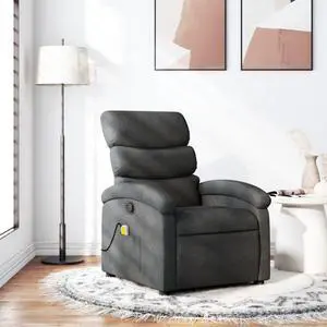 vidaXL Massage Recliner Chair Adjustable Reclining Armchair Dark Gray Fabric